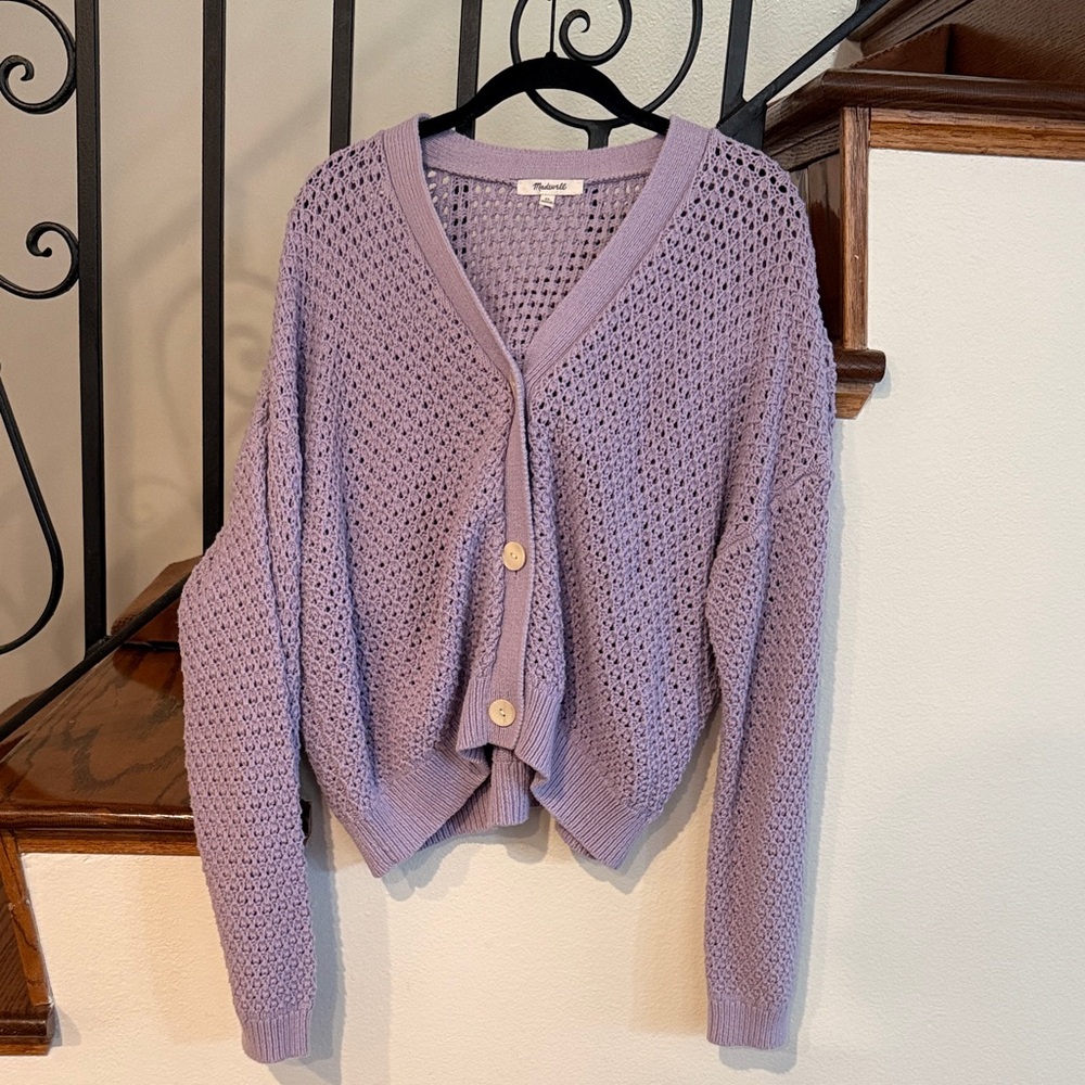 Madewell Lavender Knit Cardigan Sweater